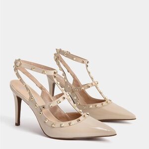 Nude Elodie Studded Heels - Size 6.5